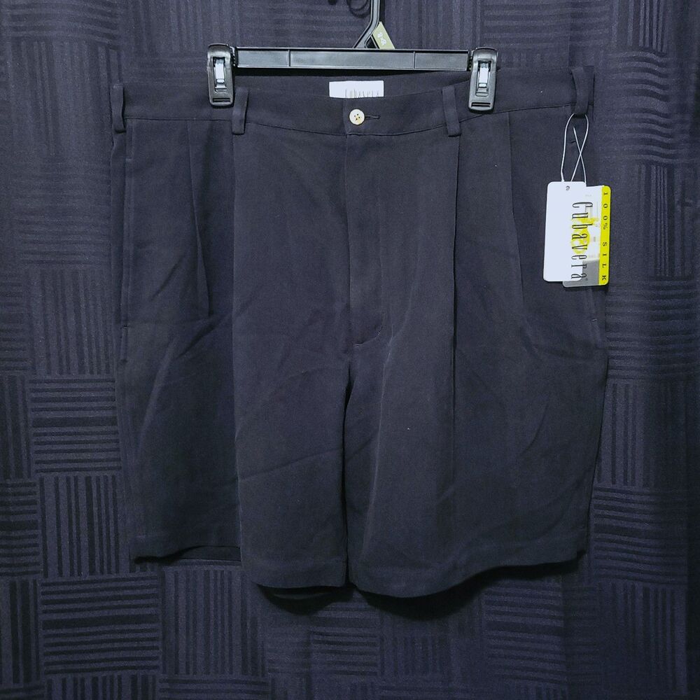 Cubavera Mens 40 Shorts Black 100% Silk Resort Vacation Casual NEW
